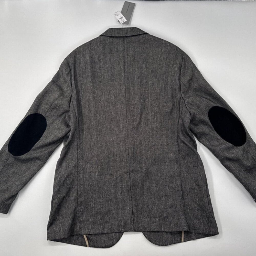 Banana Republic Wool Linen Blazer Mens 46 Tailored Slim Gray Suit Coat $400 NEW - Picture 3 of 14